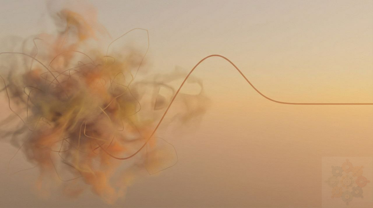 Illustration of a blurred cloud of scribbles resolving into one clean line.