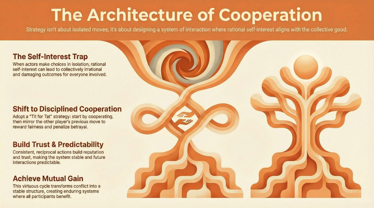 Infographic titled 'The Architecture of Cooperation'.